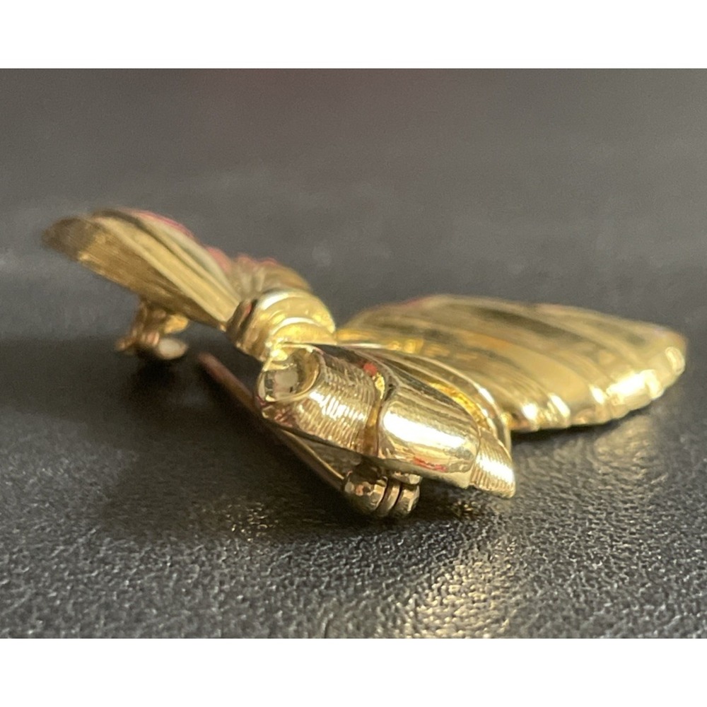 Vintage AVON Bow Brooch Dangler Heart "I Love You Grandmother" Gold Tone Pin - Picture 3 of 10
